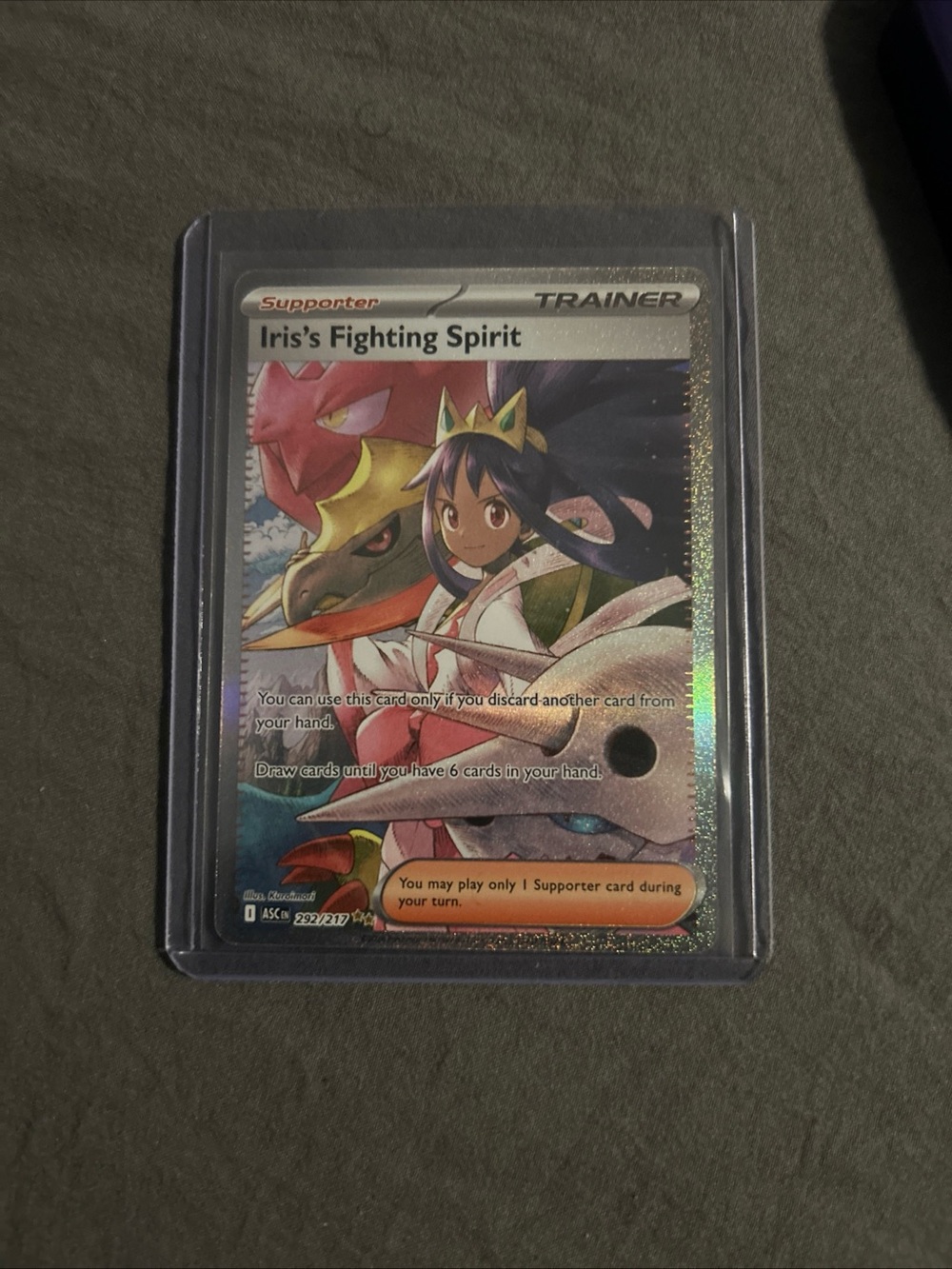 Pokemon Iris's Fighting Spirit Holo Trainer Card - Pink, White, Gold